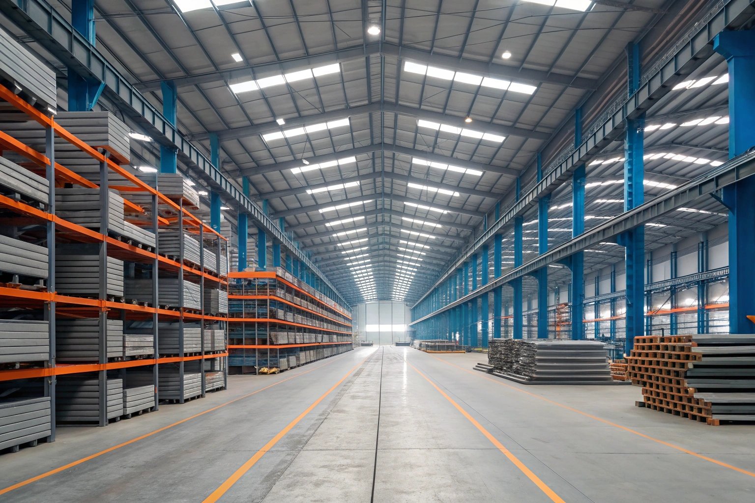 Interior view of large industrial warehouse