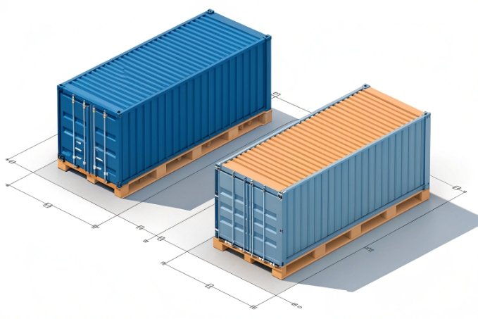 Two shipping containers on pallets