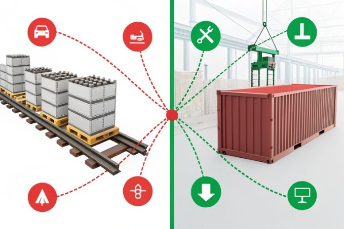 Logistics process comparison with diagram