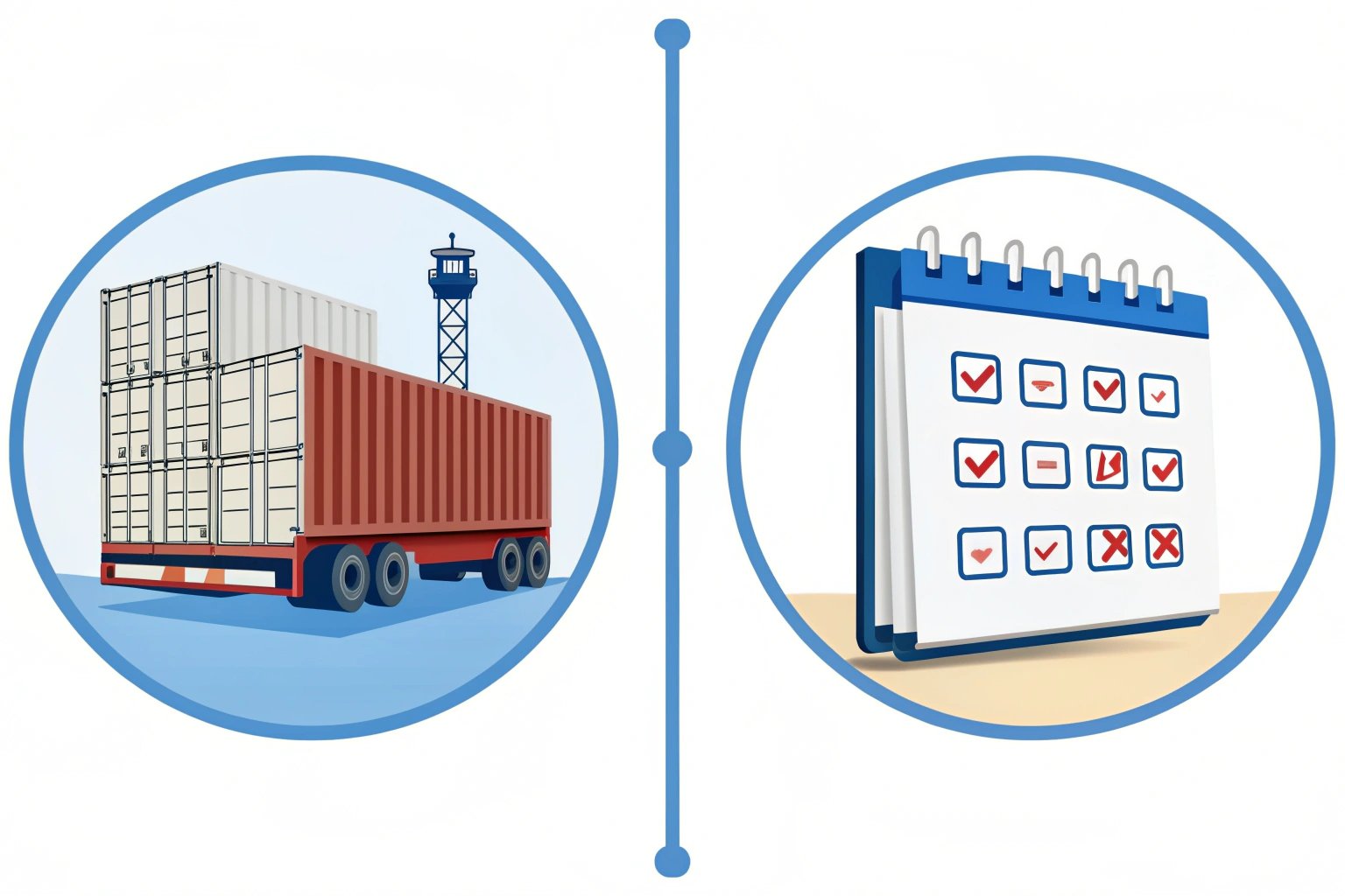 Illustration showing container logistics and schedule management.
