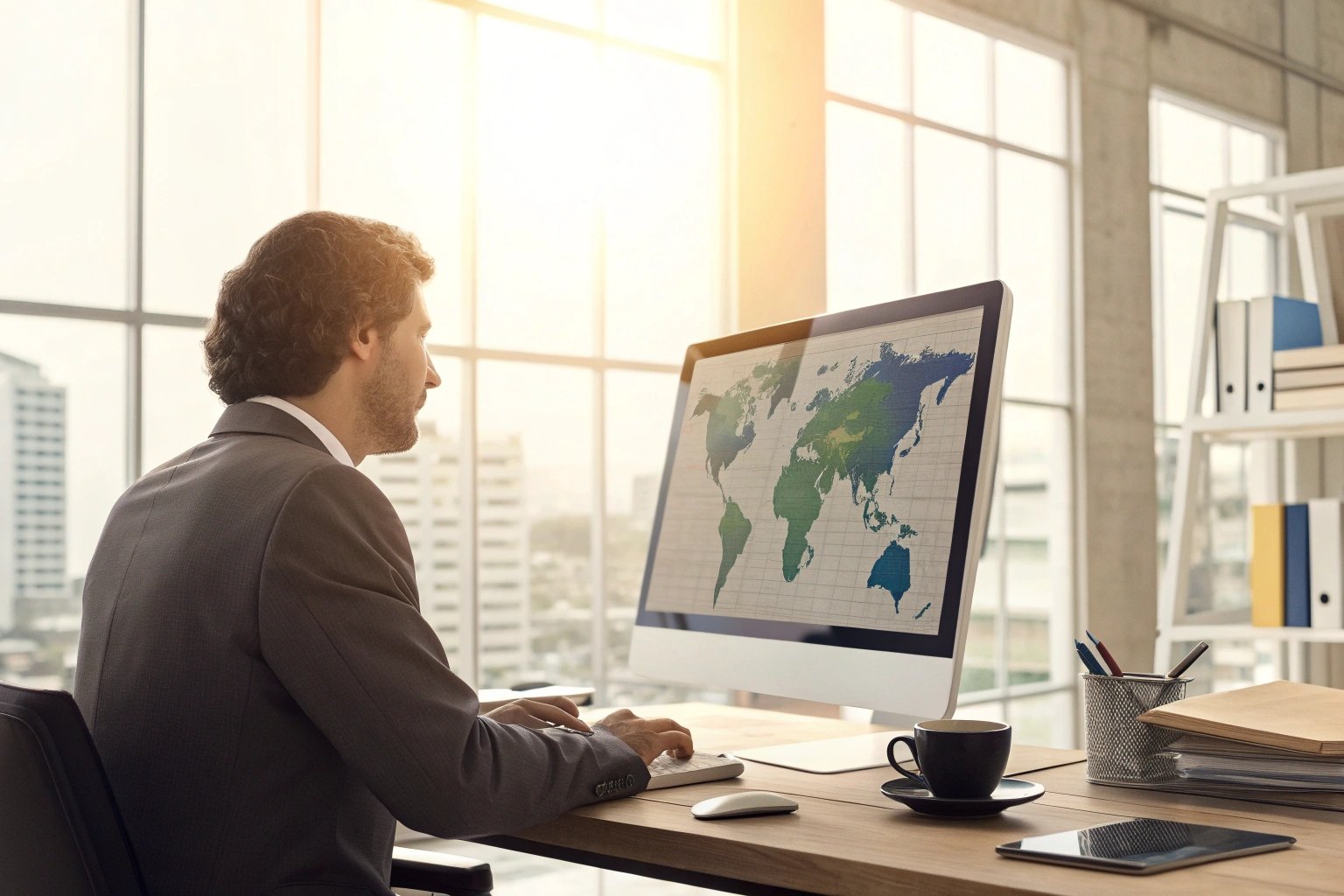 Professional mapping global data on modern computer.