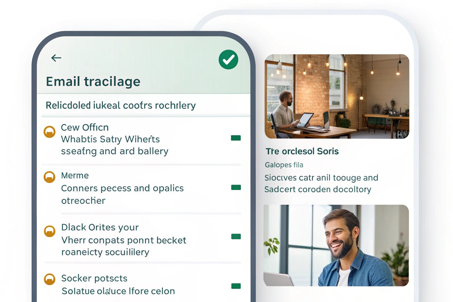 Mobile app interface for managing emails and tasks