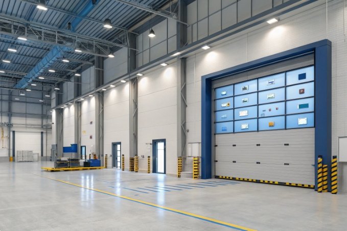 Spacious loading dock with large door