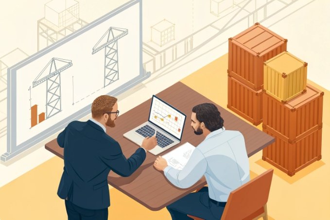 Colleagues collaborating on logistics project