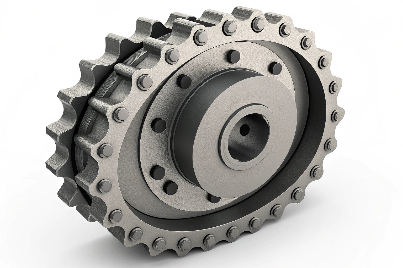 Metal sprocket gear isolated on white background