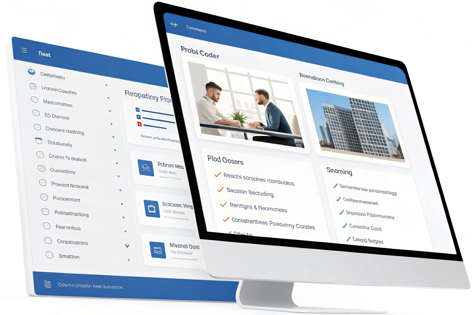 Modern business software interface on desktop screen