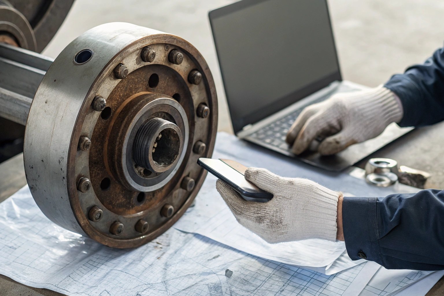 Engineers analyze photos of faulty parts.