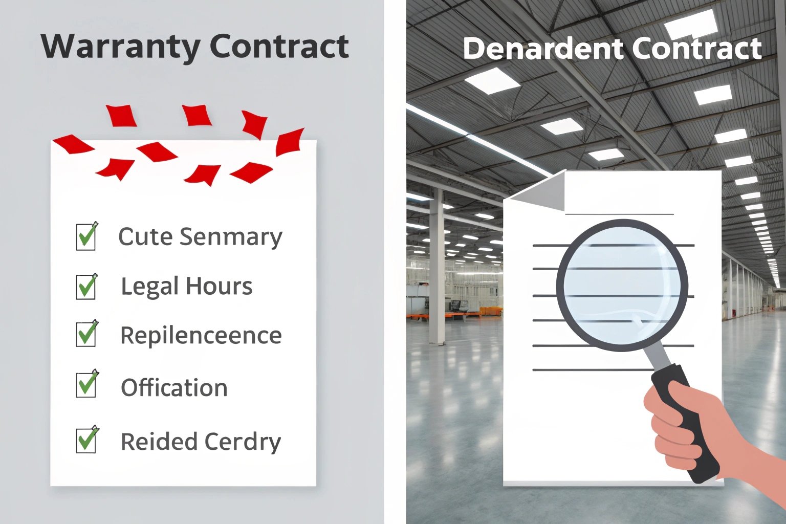 Warranty and legal document checklist illustration.