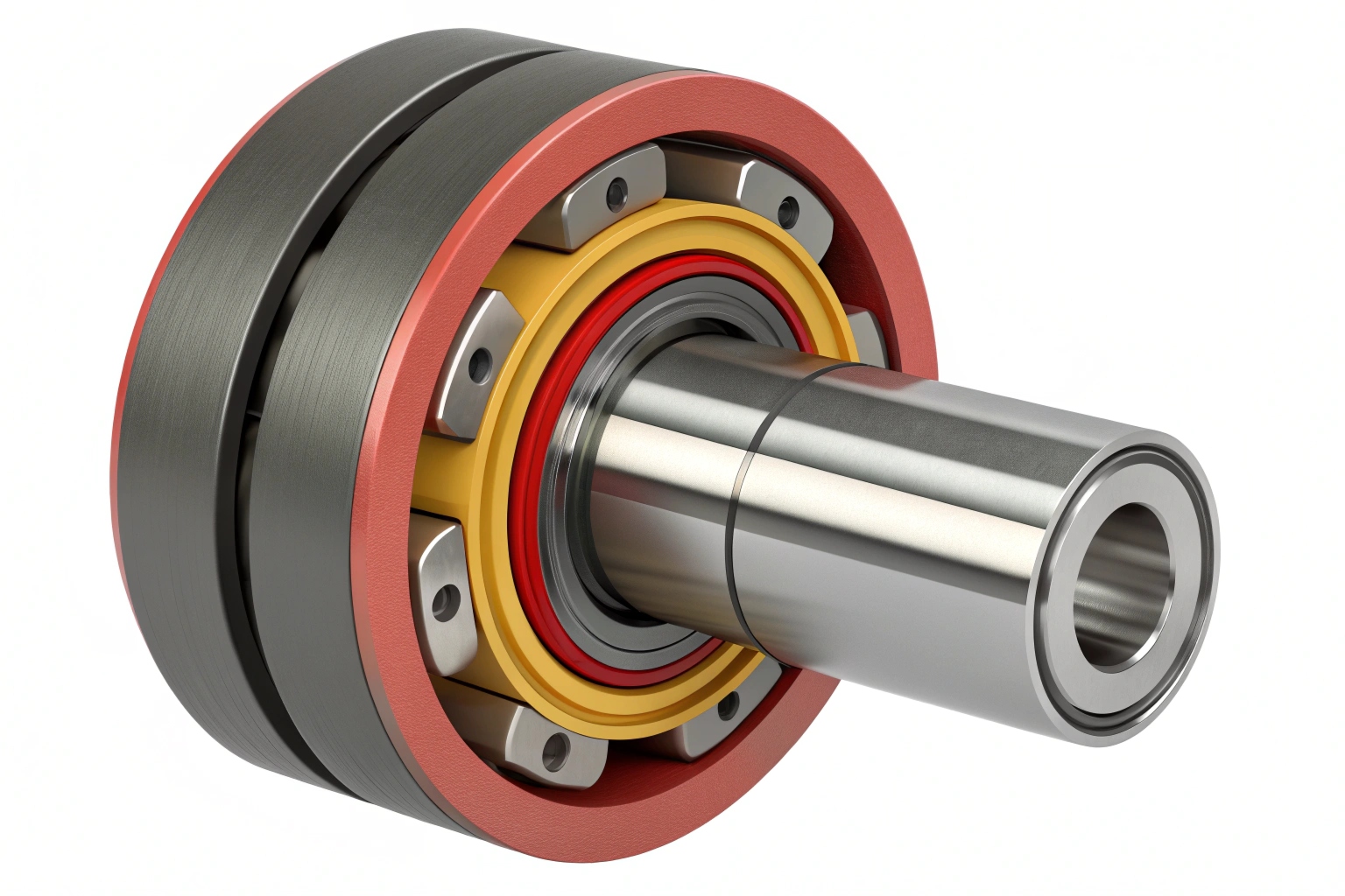Детальный вид металлического подшипника, демонстрирующий инженерную точность и конструкцию.