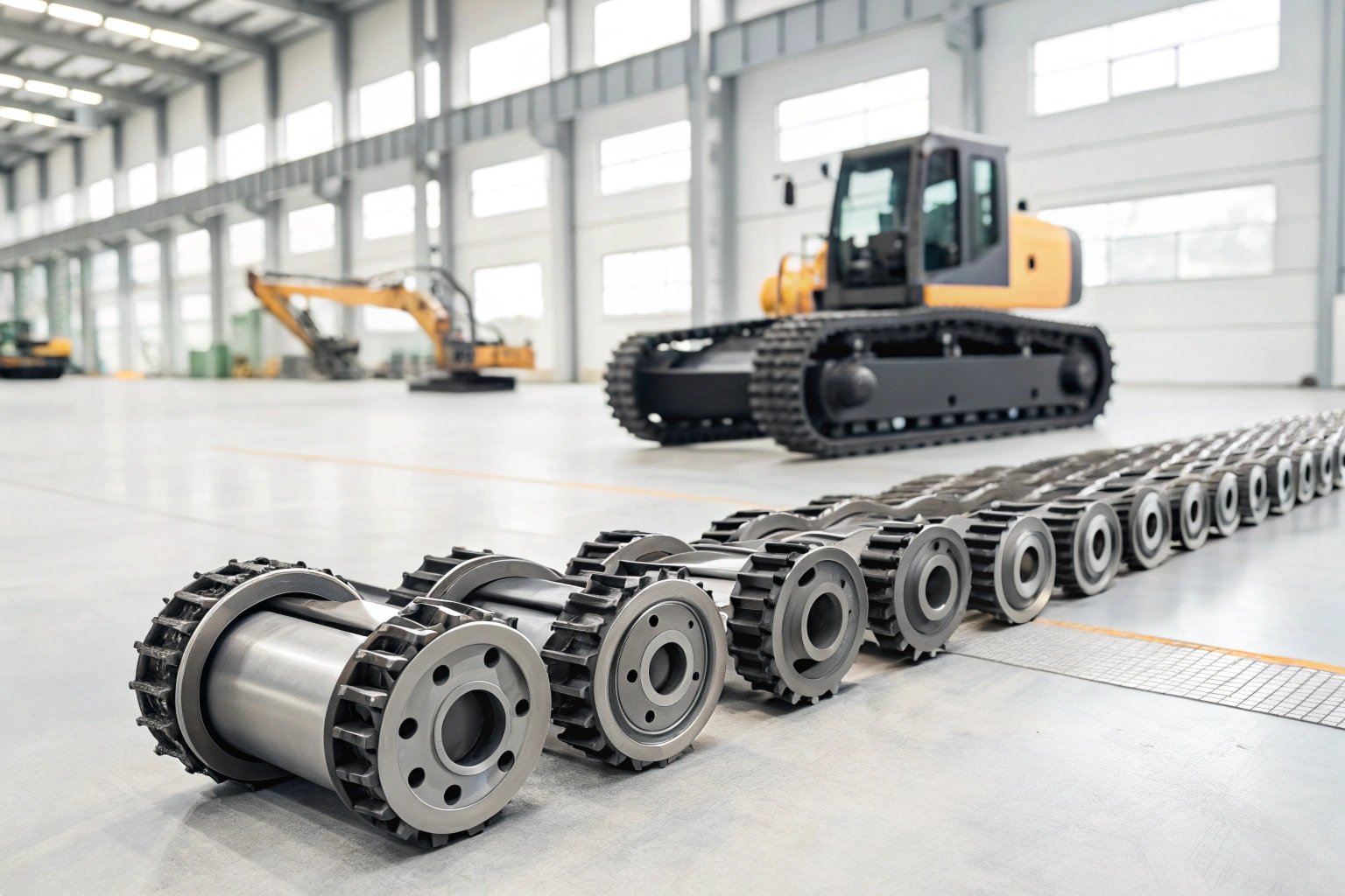 Промышленный экскаватор перемещает землю на большой строительной площадке под впечатляющим закатом.