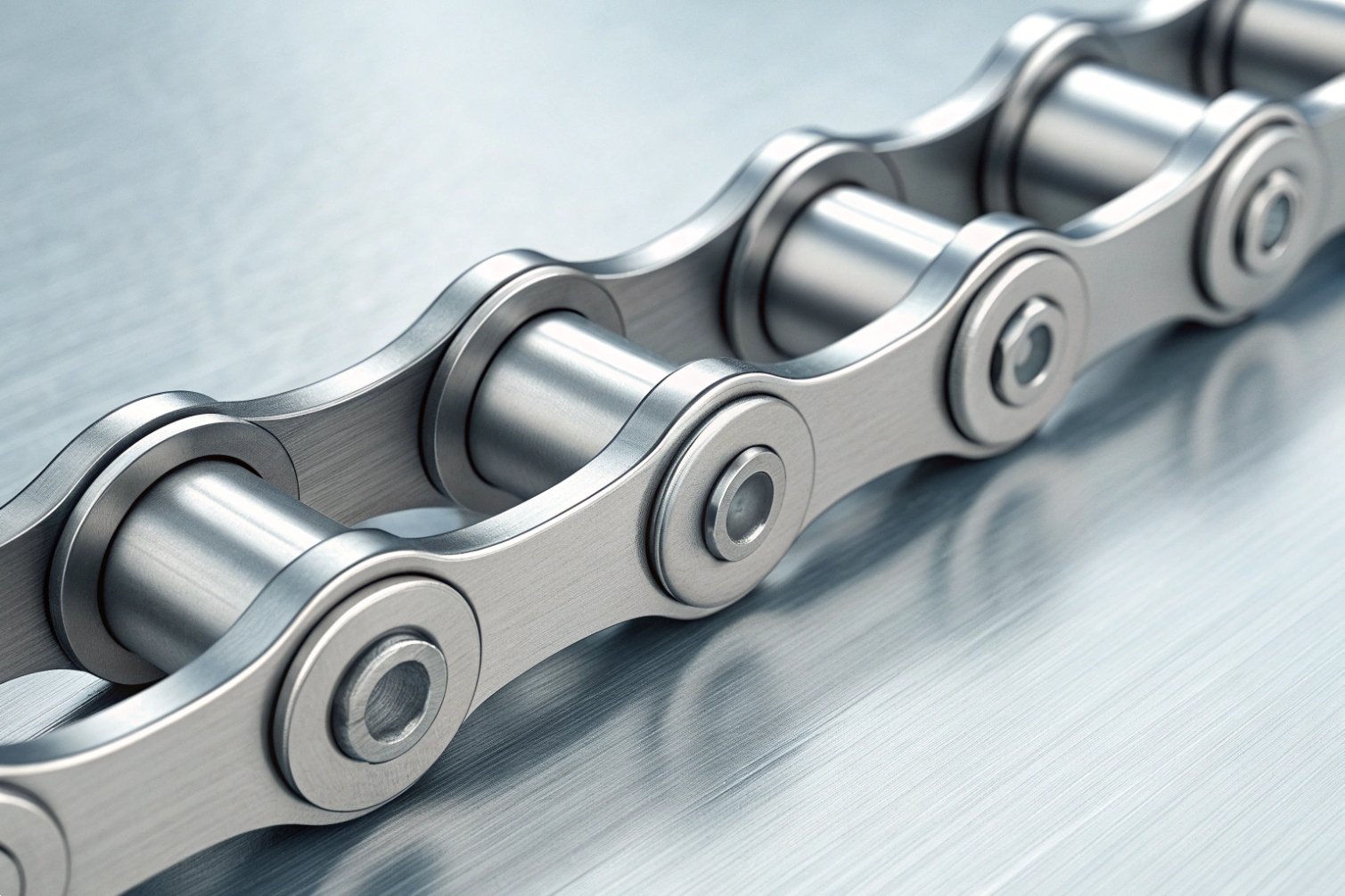 Chain links Close-up view of shiny metal chain, focusing on links.